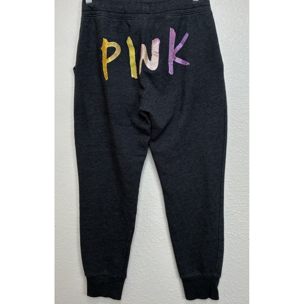 Victorias Secret Pink Comfy Fleece Skinny Jogger Logo Dark Grey Y2K Sweatpants S